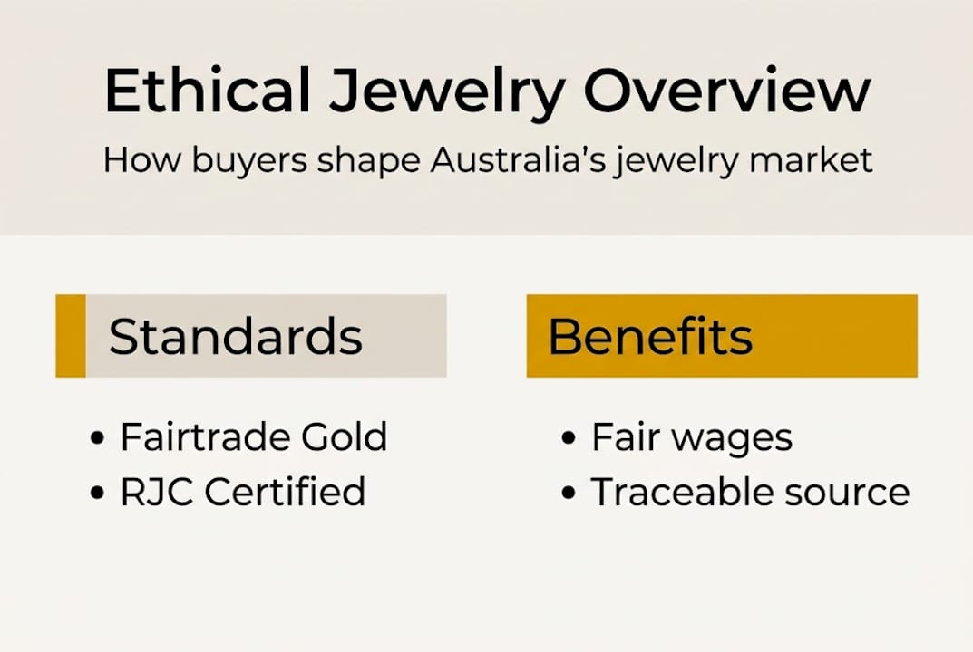 Infographic on ethical jewelry standards and benefits