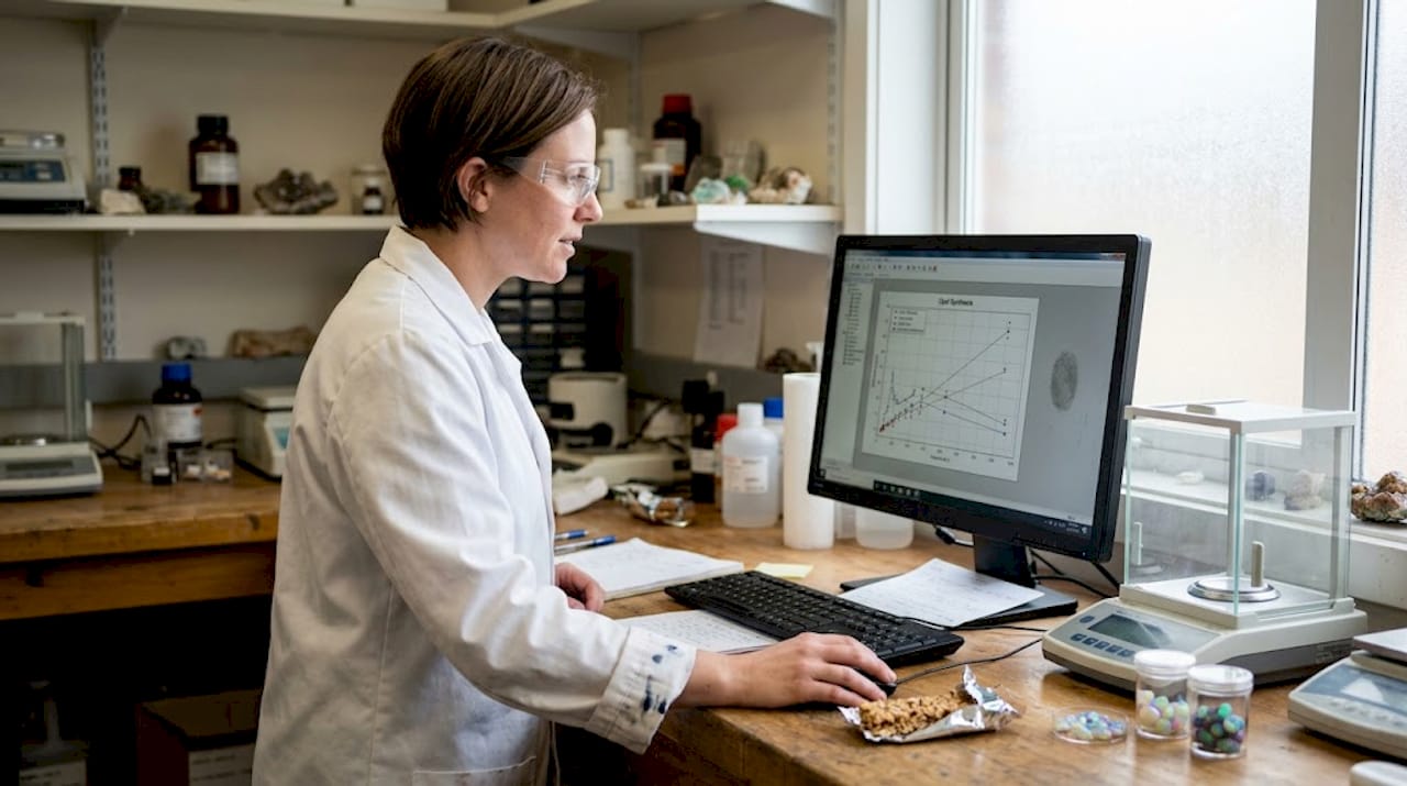 Lab technician supervises opal synthesis process
