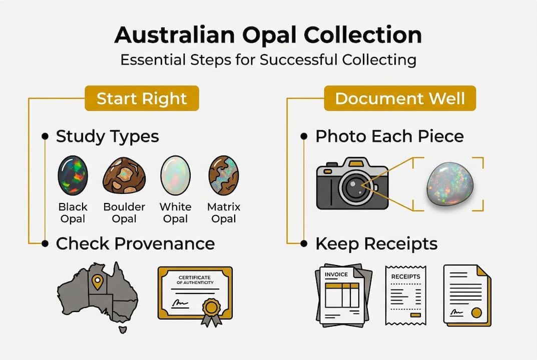 Infographic outlining opal collection essentials