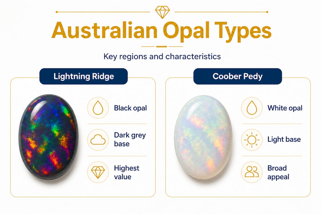 Infographic comparing Australian opal types and origins