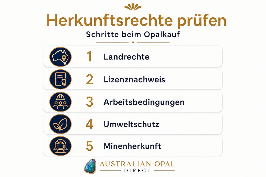 Schritt-für-Schritt-Prüfung der Herkunft beim Opaleinkauf