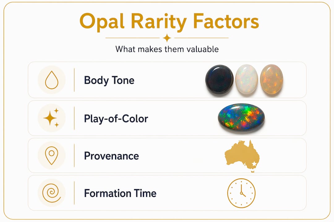Infographic ranking opal rarity factors