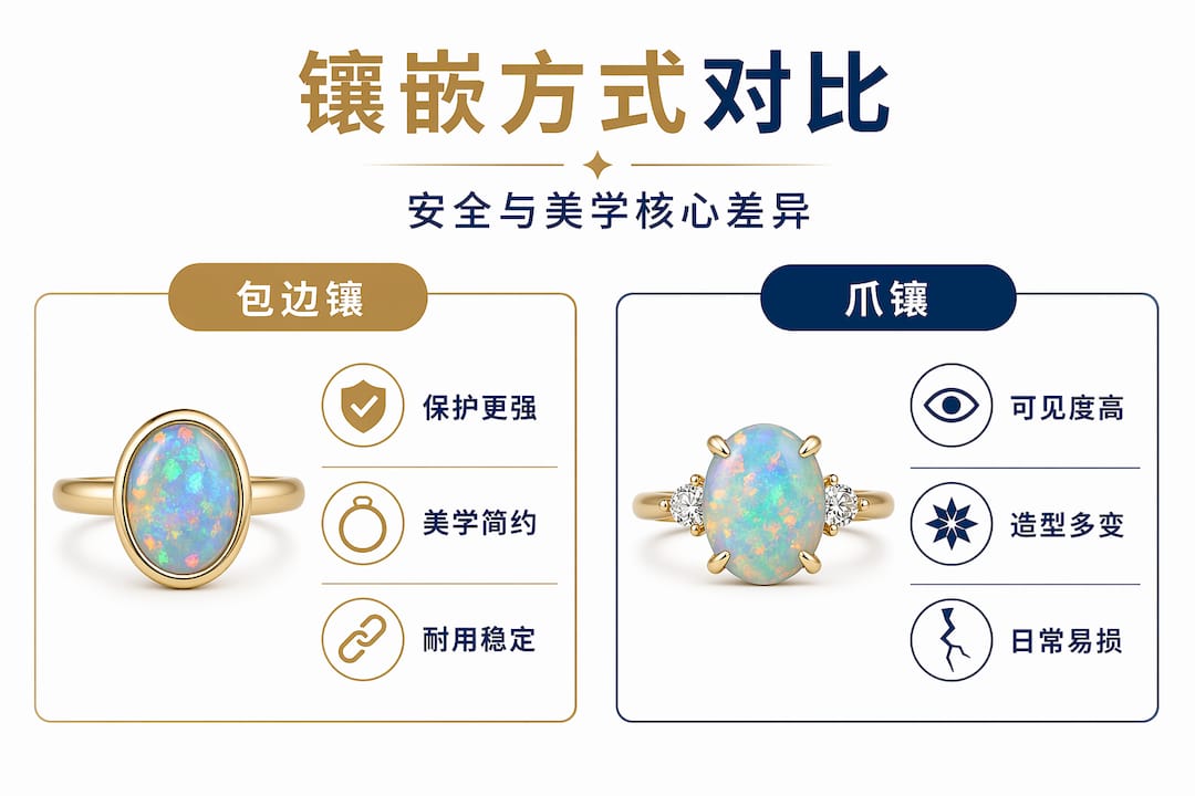 包边镶与爪镶对比一览图