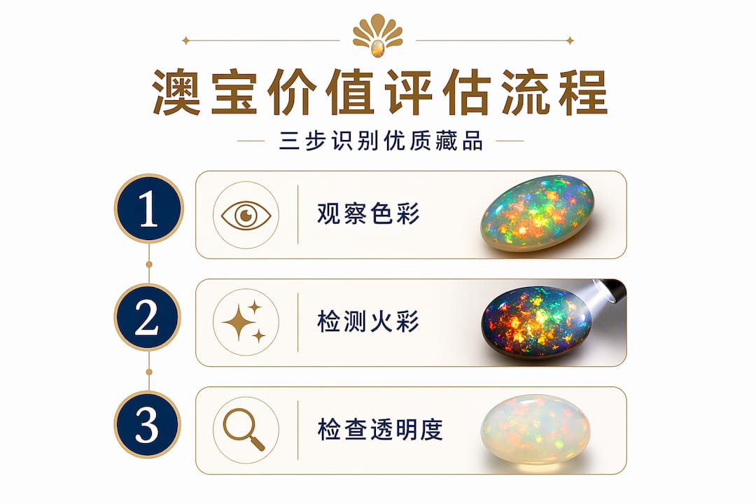 澳宝价值评估三步法流程示意图