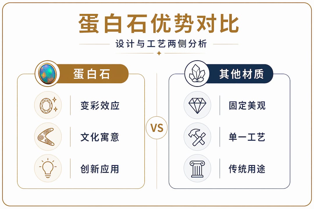 蛋白石与其他宝石材质对比一览图