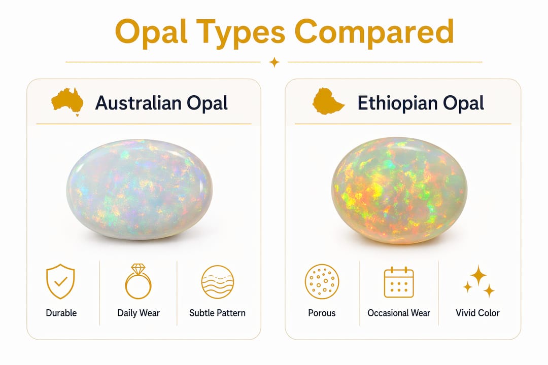 Infographic comparing Australian and Ethiopian opal
