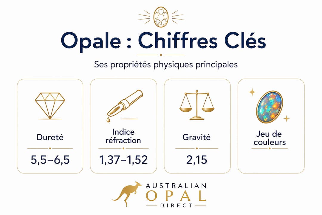 Découvrez en un coup d’œil les caractéristiques essentielles de l’opale grâce à cette infographie.