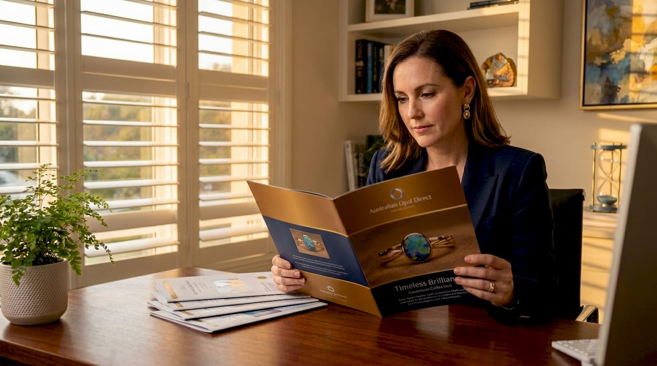 Brand strategist reviews opal jewelry brochure