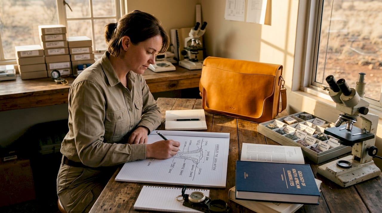 Geologist sketching diamond formation process