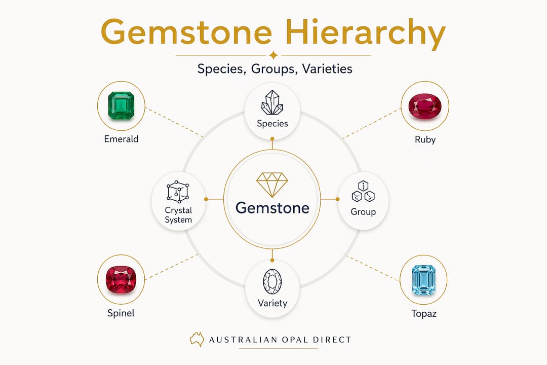 Hierarchy infographic for gemstone classification