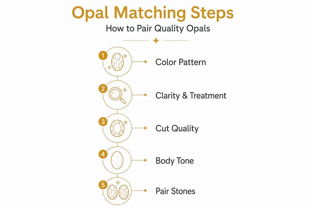 Infographic showing step-by-step opal matching process