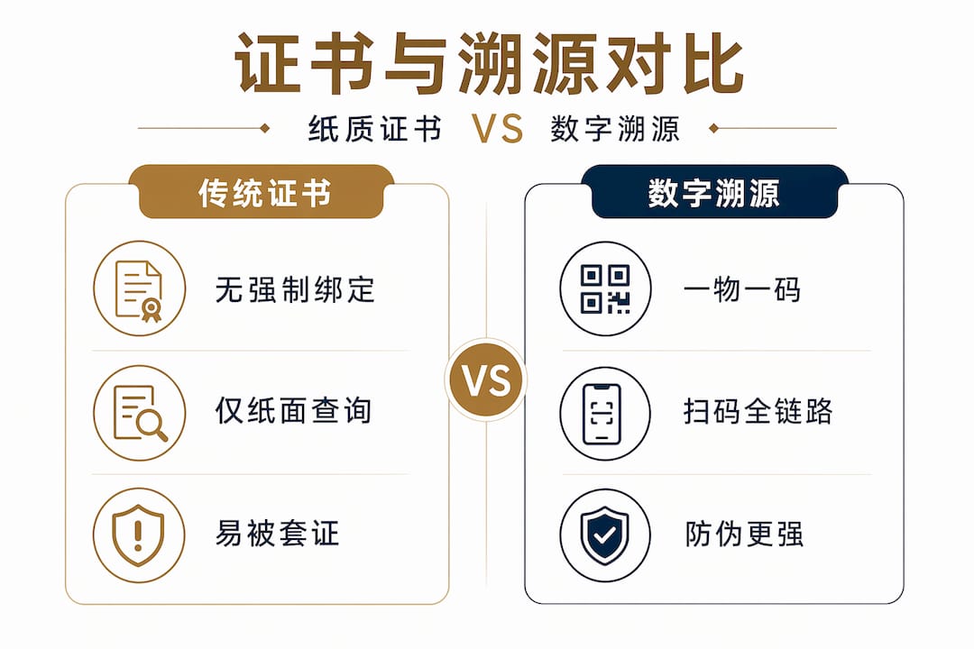 图解:传统认证VS数字溯源——一张图看懂两者区别