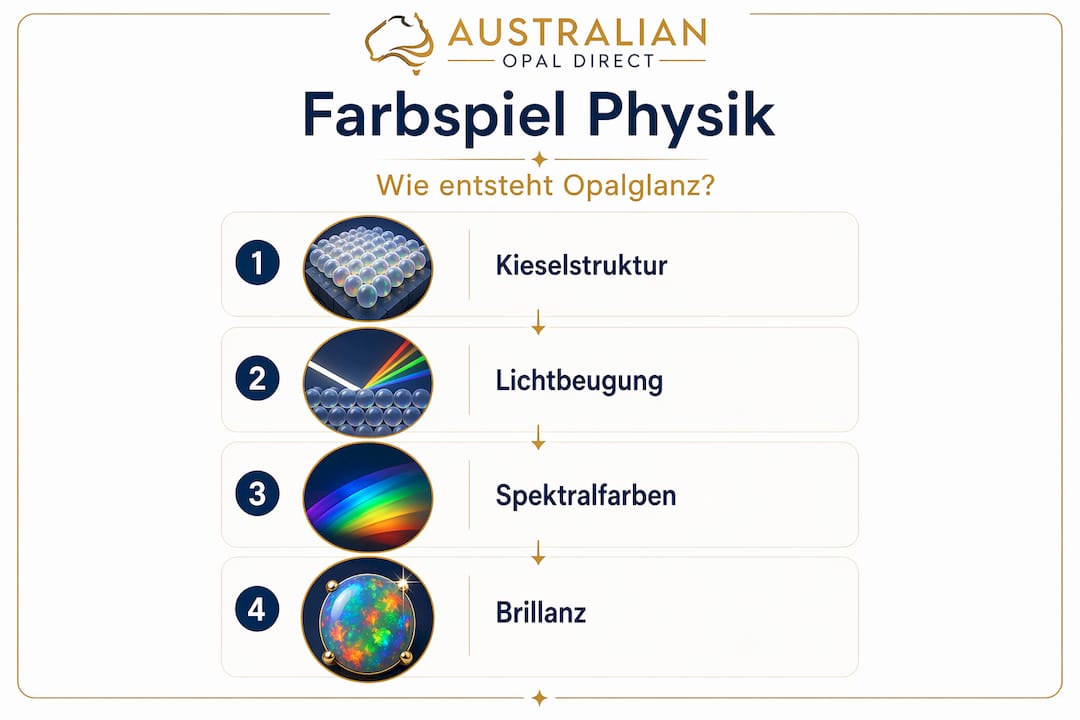 Grafik: Wie entsteht das faszinierende Farbspiel im Opal? – Ein physikalischer Überblick