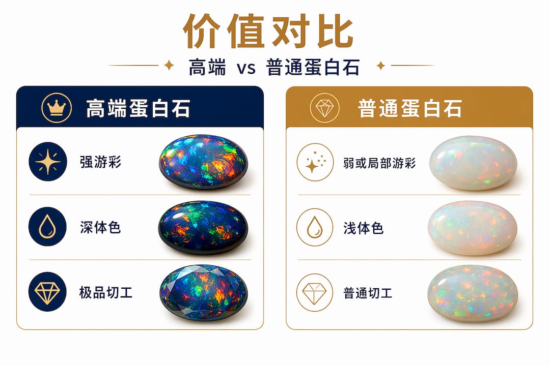 优质蛋白石与普通蛋白石的对比一览