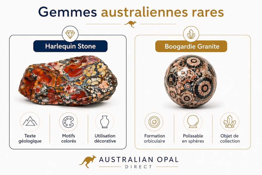 Infographie : Harlequin Stone ou Boogardie Granite, lequel choisir ?