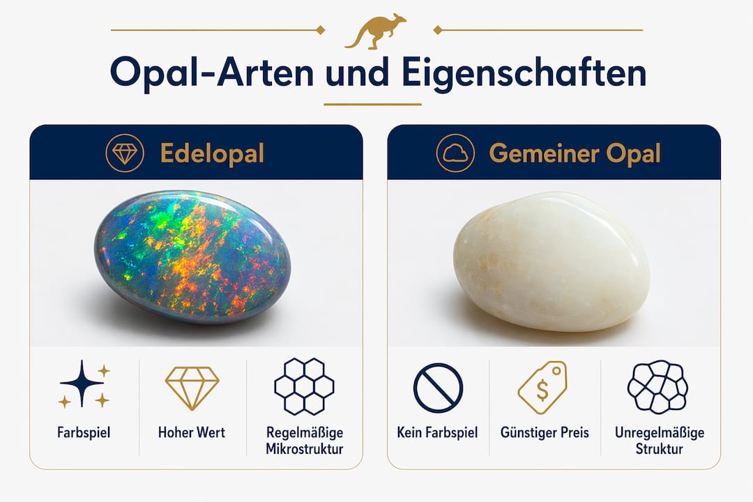 Grafische Übersicht: Verschiedene Opalarten im direkten Vergleich