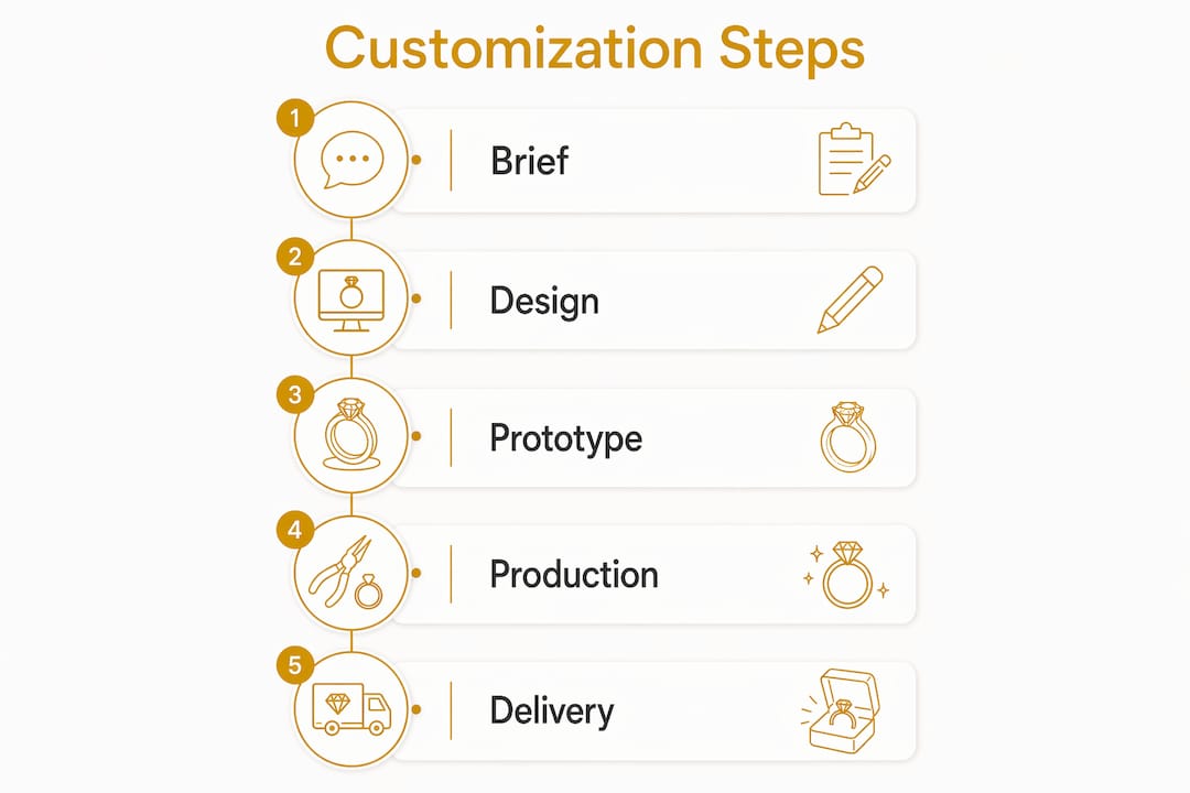 Infographic showing jewelry customization steps
