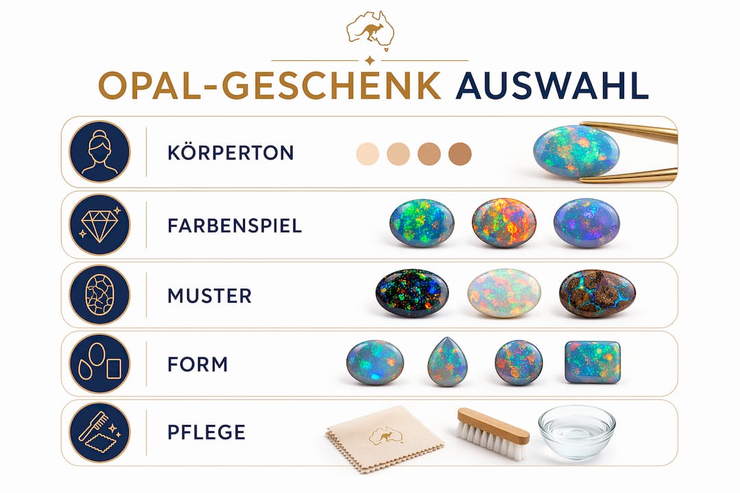 Infografik: So finden Sie das perfekte Opal-Geschenk – Schritt für Schritt