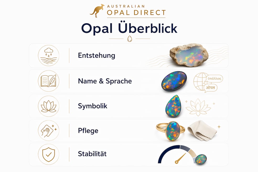 Übersicht: Woher der Opal stammt, welche Bedeutung er hat und wie man ihn richtig pflegt