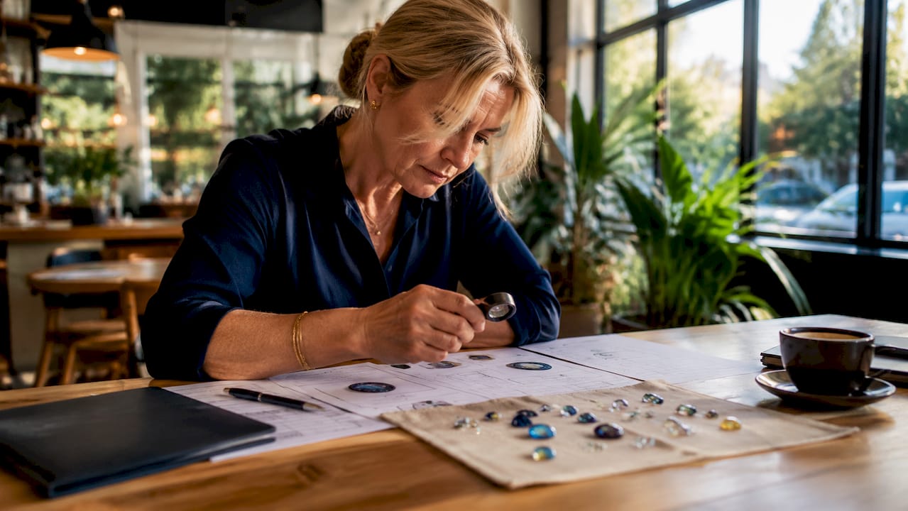 Investor reviewing gemstone investment documents