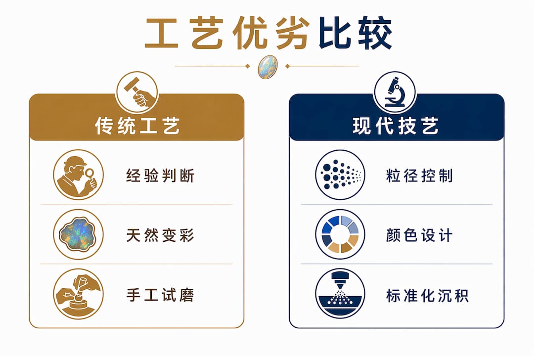 蛋白石工艺——传统与现代的精彩对比