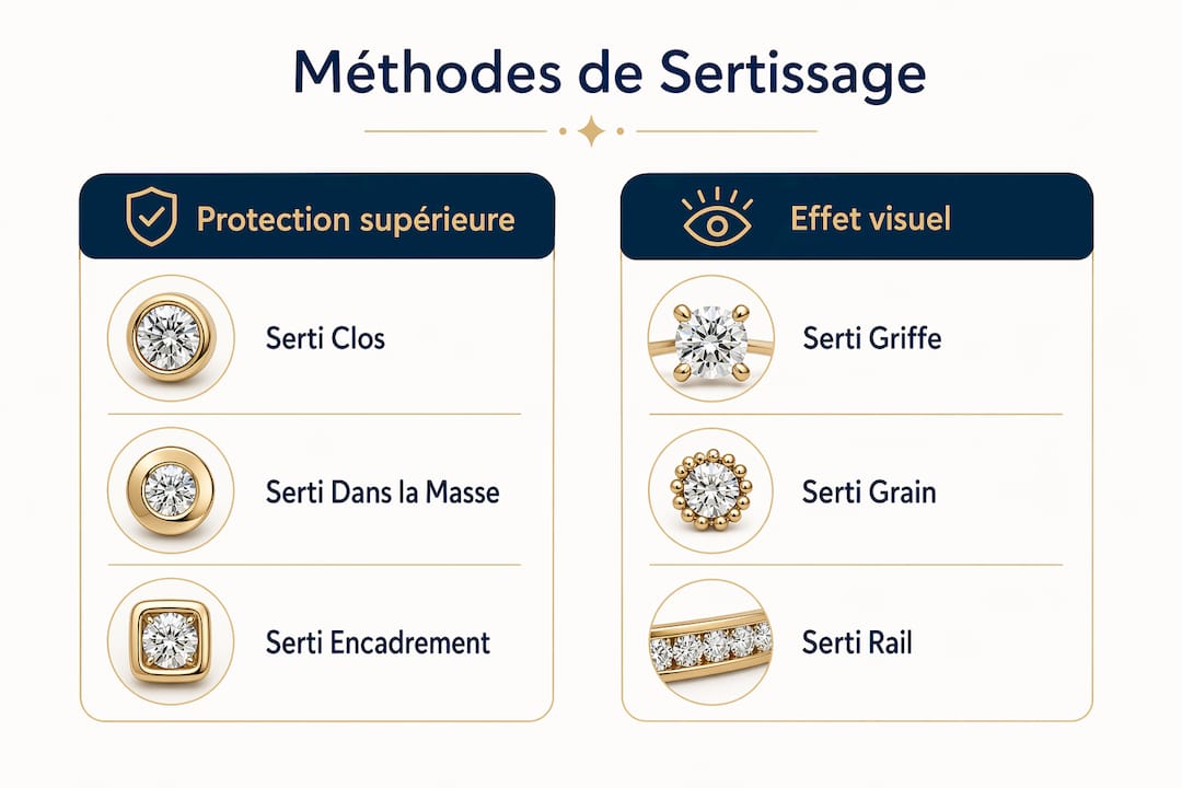 Infographie : tour d’horizon des principales techniques de sertissage en joaillerie
