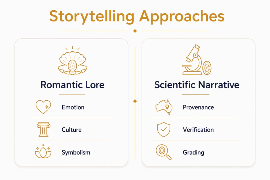 Infographic comparing romantic lore and scientific narrative