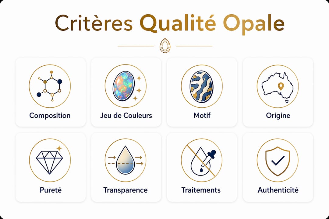 Infographie : Les critères essentiels pour évaluer la qualité des opales en joaillerie