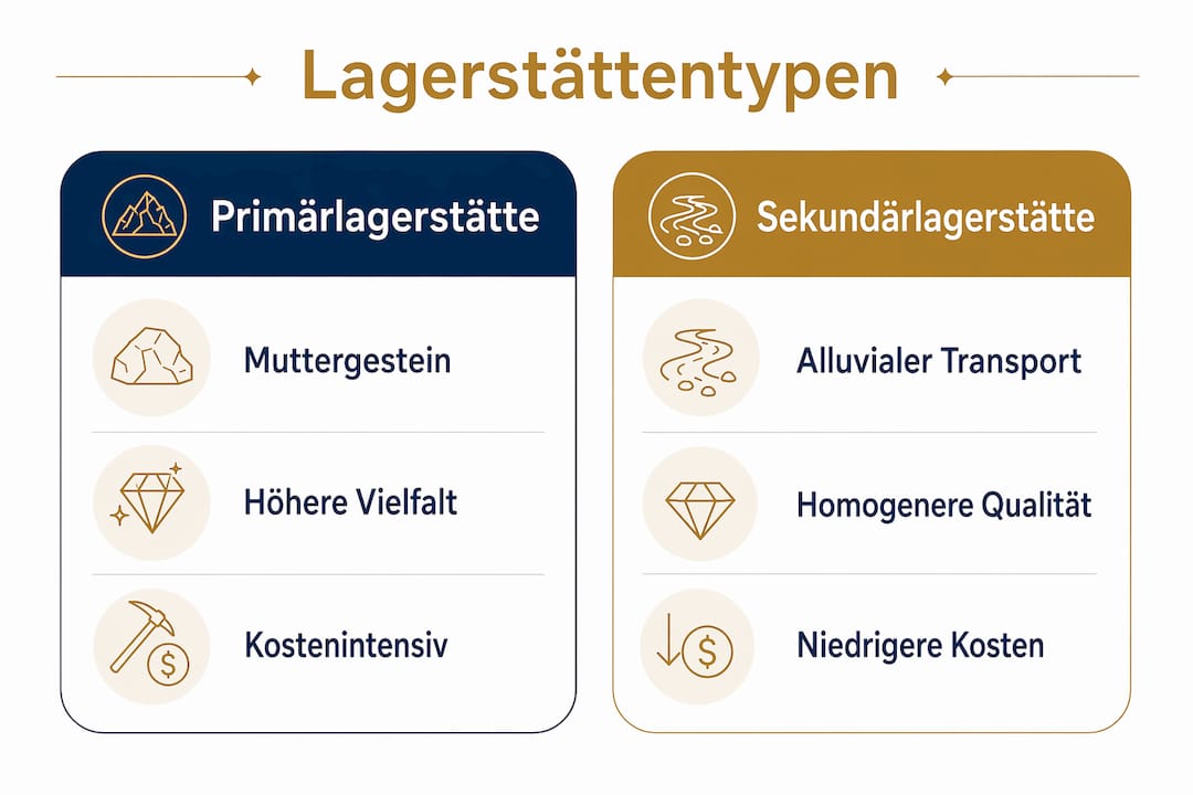 Grafische Gegenüberstellung: Primär- und Sekundärlagerstätten im Vergleich