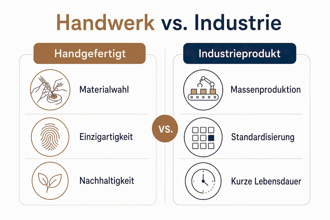 Infografik: Handwerksprodukte vs. Industrieerzeugnisse im direkten Vergleich