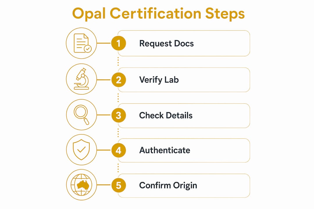 Infographic showing opal certification verification steps