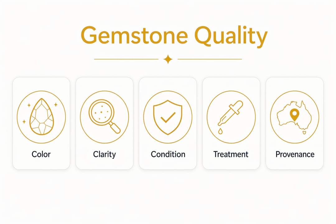 Infographic showing hierarchy of gemstone quality criteria