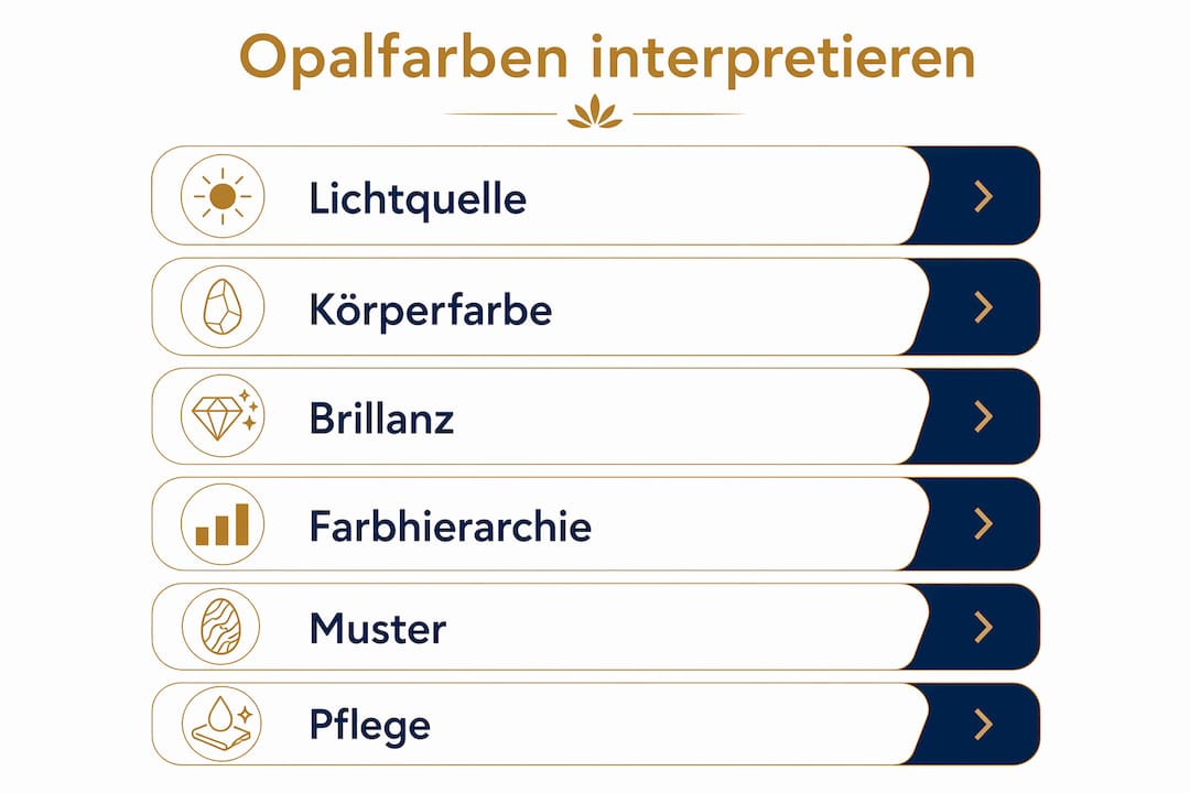 Schritt-für-Schritt-Anleitung: So entschlüsseln Sie die Farbsprache von Opalen – eine anschauliche Infografik