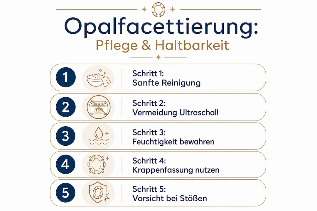 Übersicht: Tipps zur richtigen Pflege und zur Lebensdauer facettierter Opale