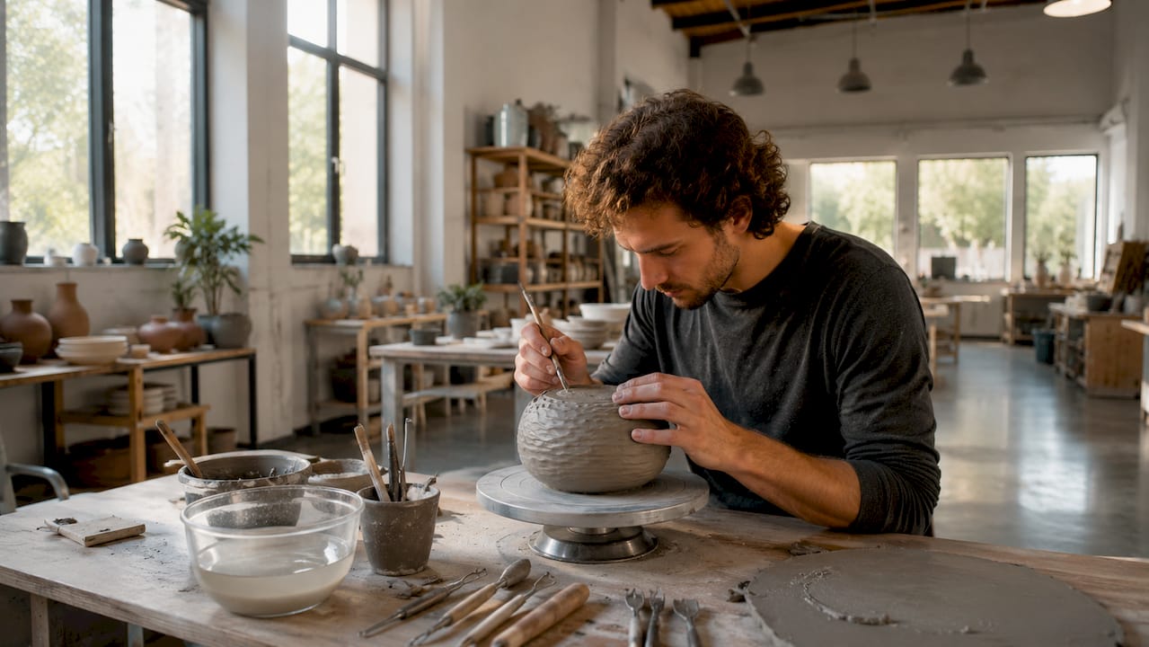 Mit geübten Händen entsteht im Atelier einzigartige Keramik – jedes Stück ein echtes Unikat.