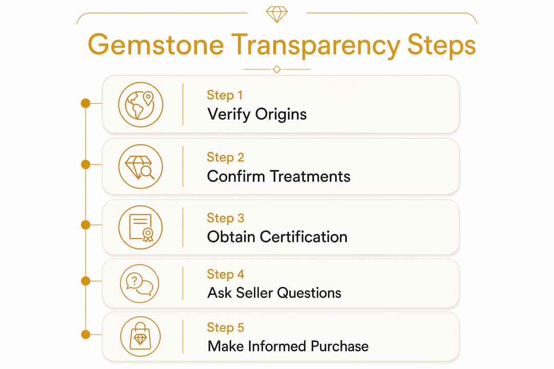 Infographic showing key steps for gemstone transparency