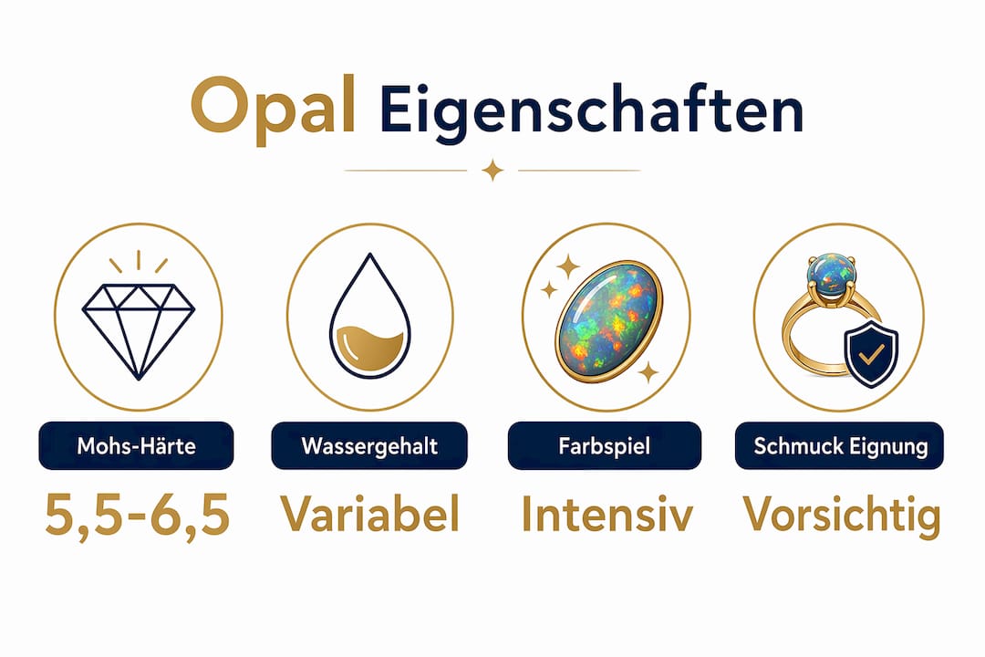 Übersicht: Opale – Härte, Feuchtigkeitsgehalt und besondere Schmuckmerkmale