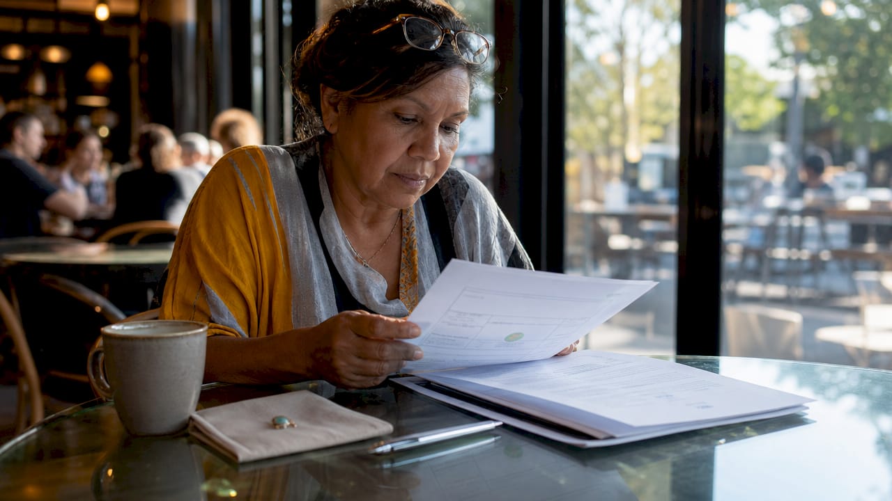 Woman reviewing jewelry insurance paperwork