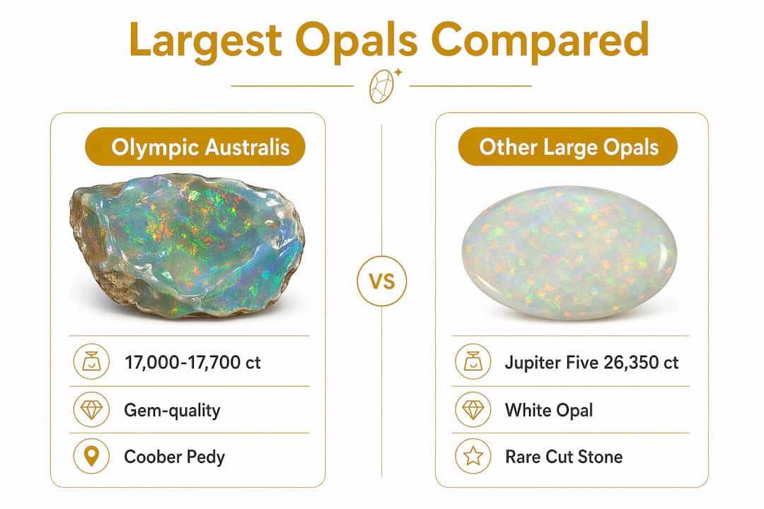 Infographic comparing Olympic Australis and other large opals
