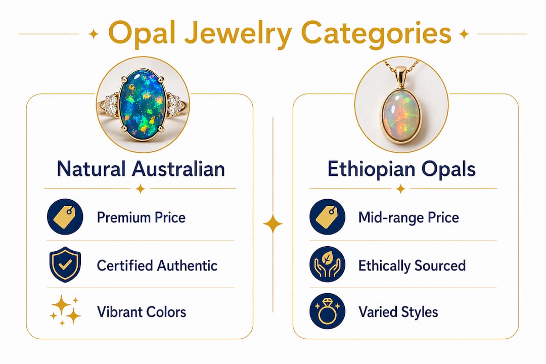 Infographic comparing opal jewelry categories