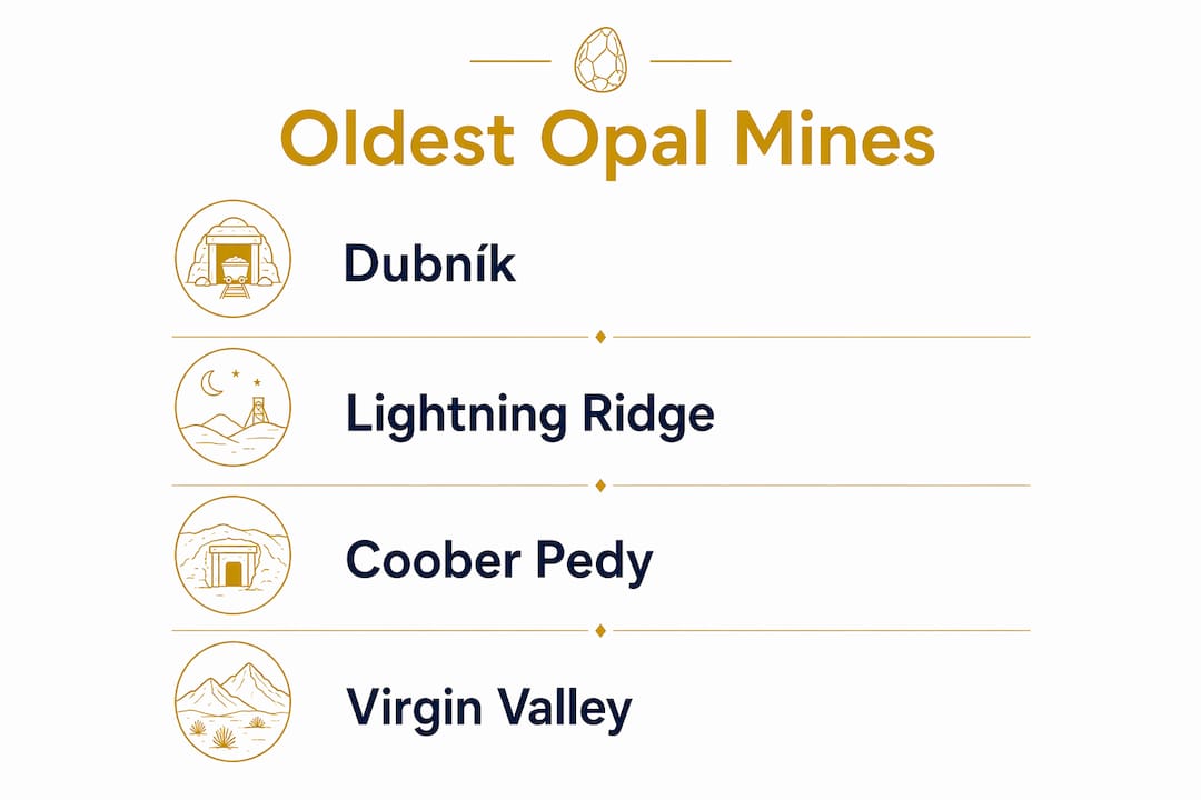 Infographic showing oldest opal mining locations