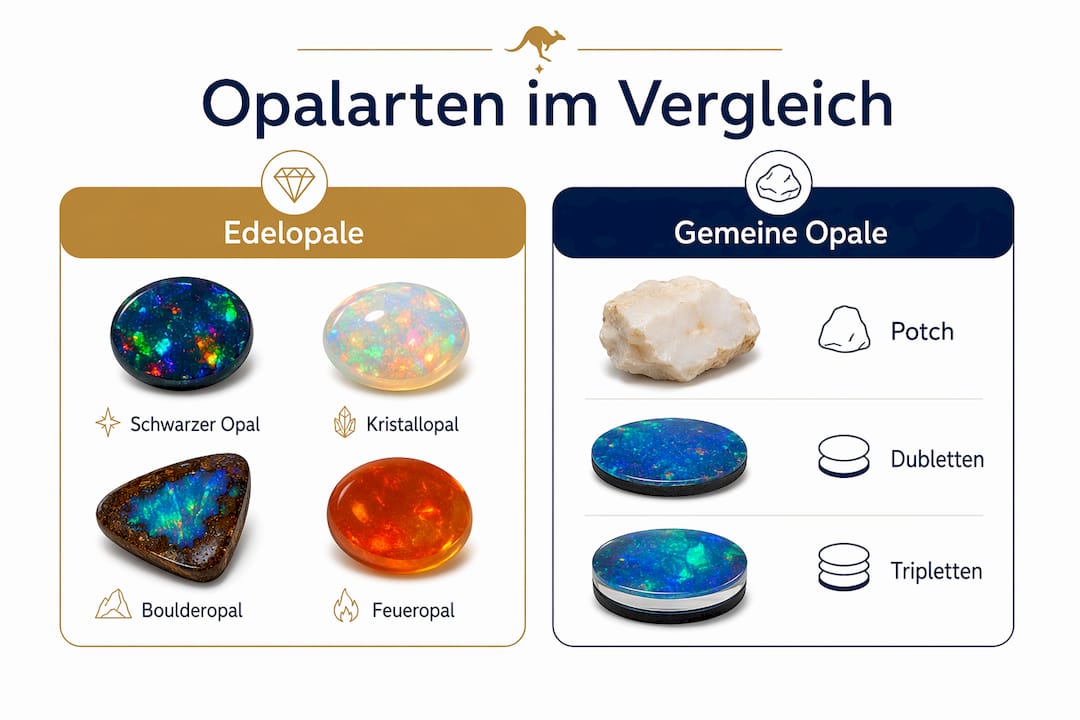 Übersichtsgrafik: Die verschiedenen Opalarten im direkten Vergleich