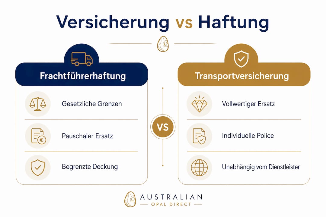 Infografik: Transportversicherung vs. gesetzliche Haftung – ein Überblick