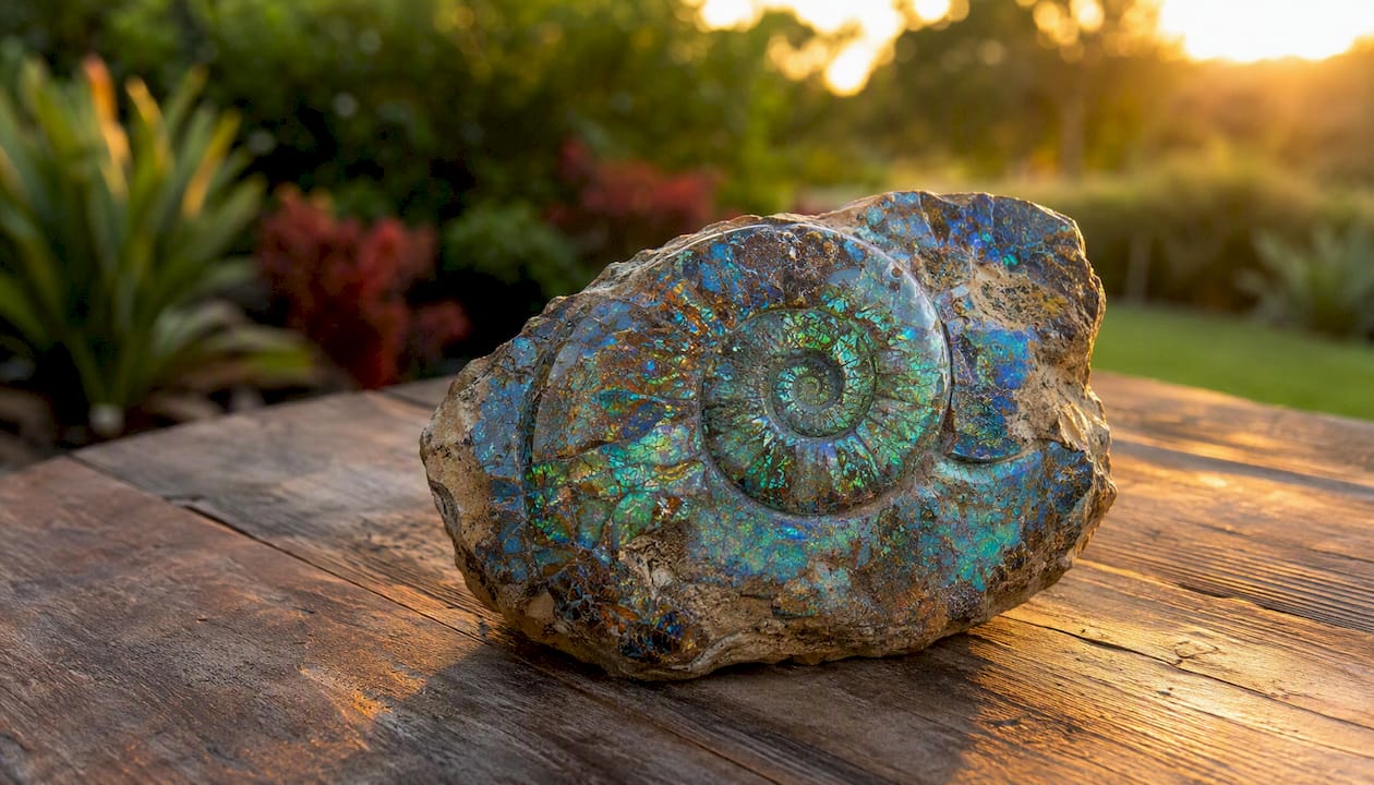Close-up of an opalized fossil