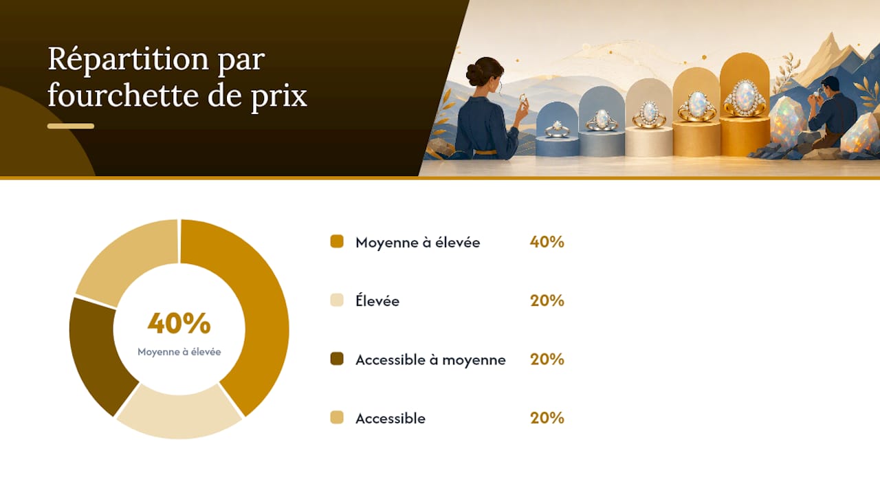 Tableau comparatif des différentes variétés d’opales selon leur provenance et leur gamme de prix