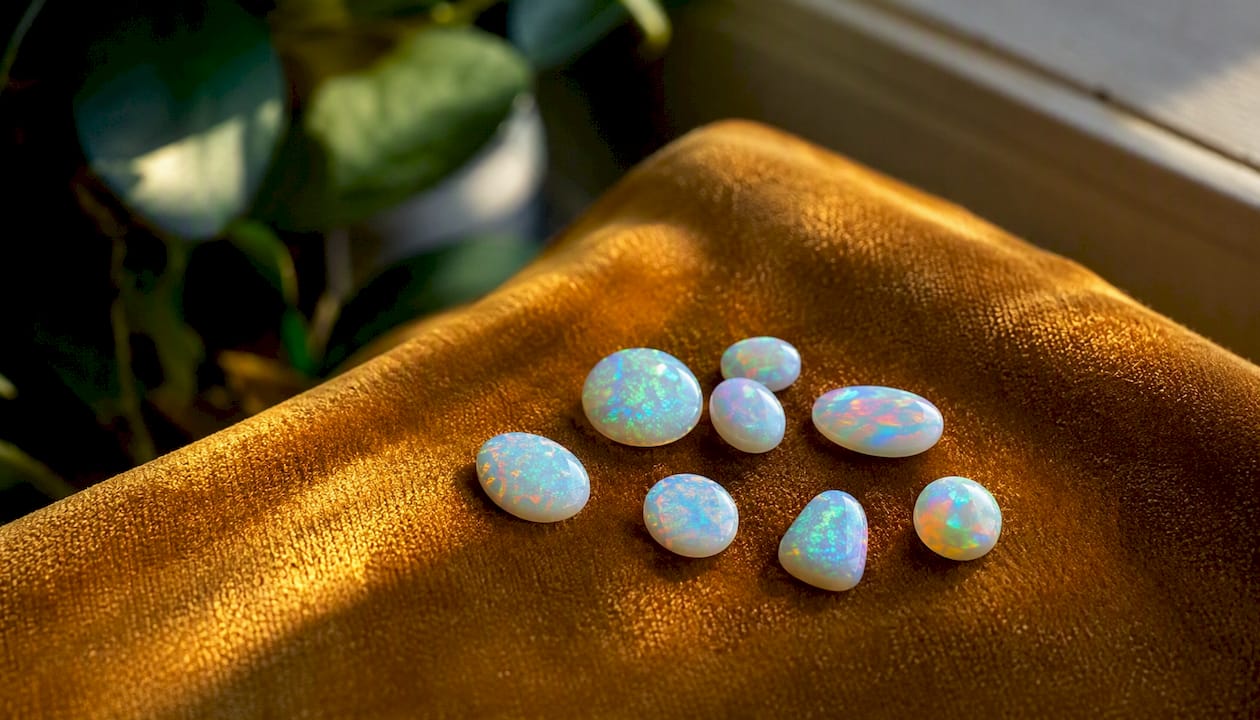 White opal stones showing body tone and color play