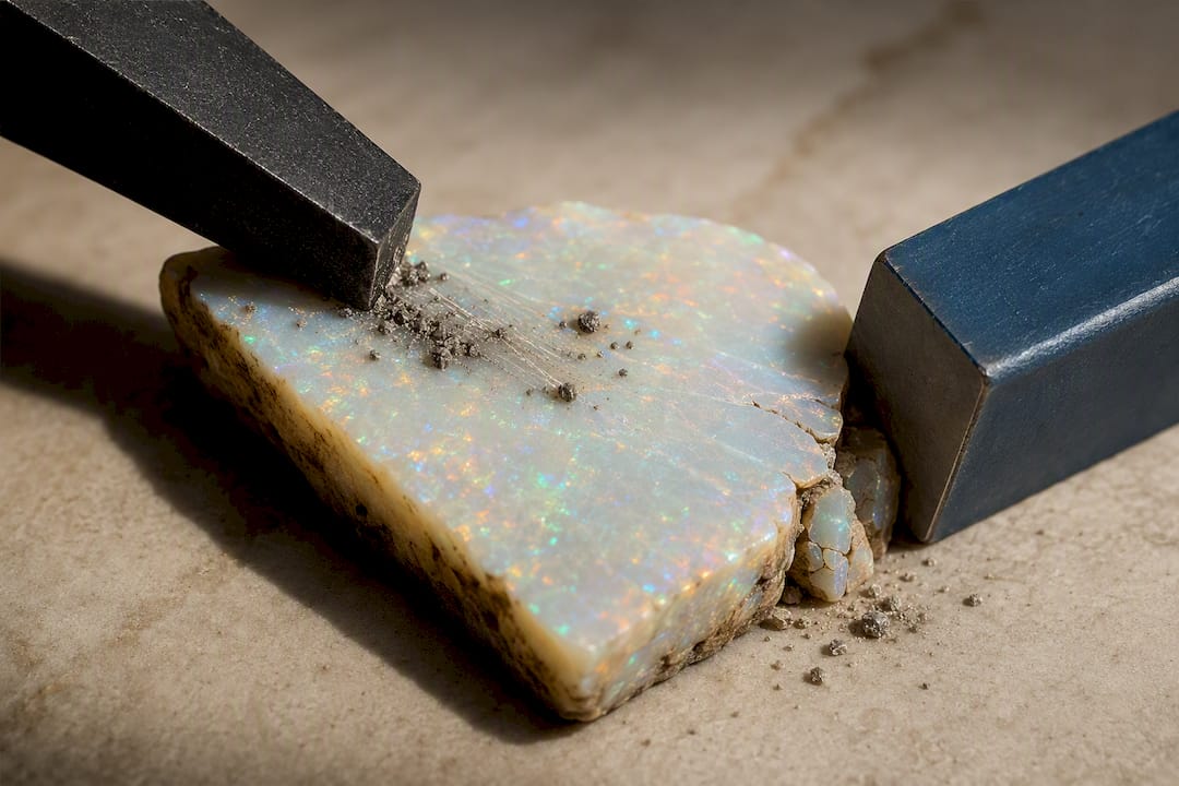 Illustration contrasting opal scratches and impacts