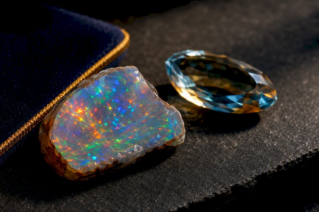 Cropped opal and topaz surfaces compared