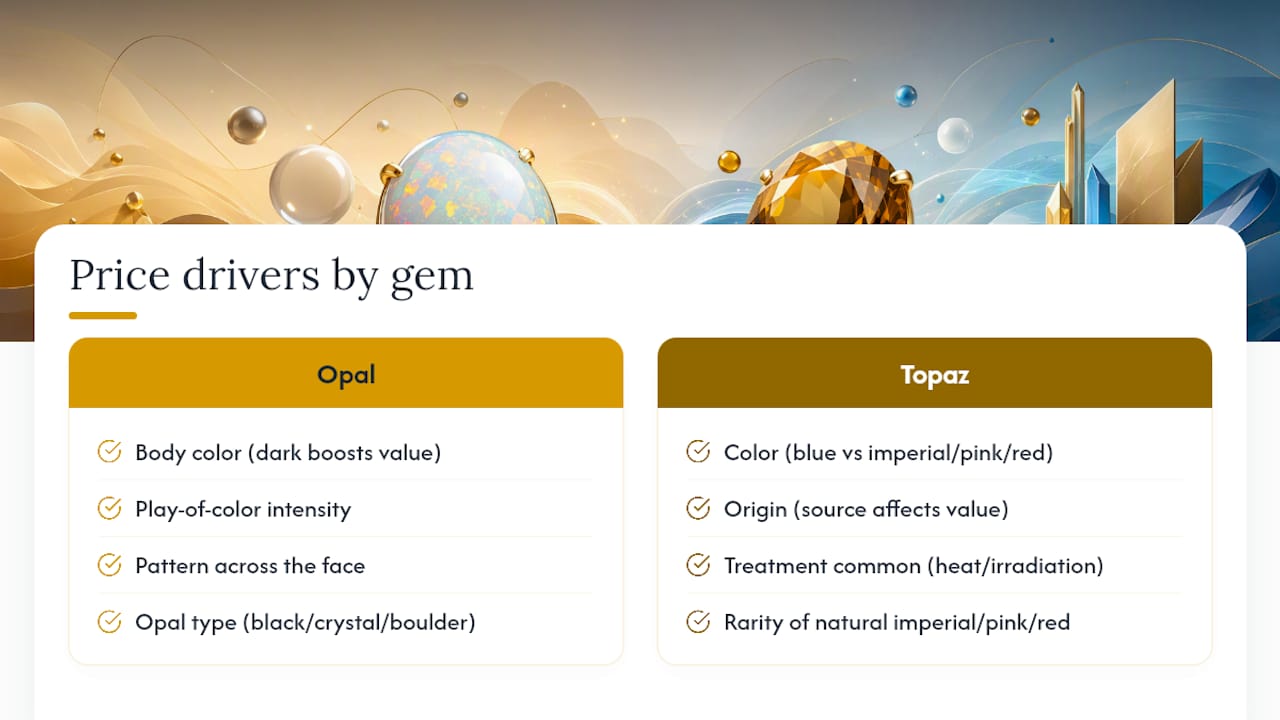 Opal and topaz value drivers compared