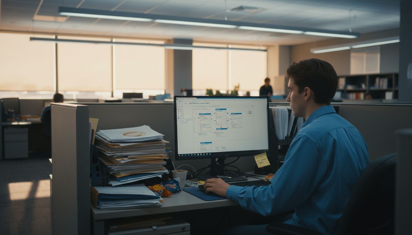 Office worker using digital workflow tools